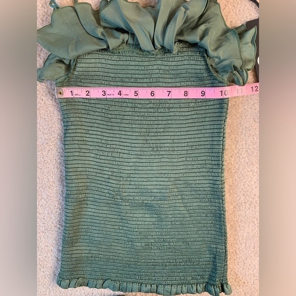 Chaser Green Ruffle Tank Top Women Size XS - Picture 3 of 5